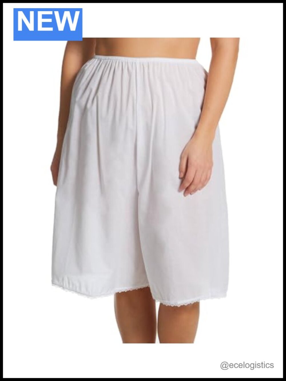 Plus Size Batiste Cotton Culottes Half Slip Elastic Waist Breathable 25"